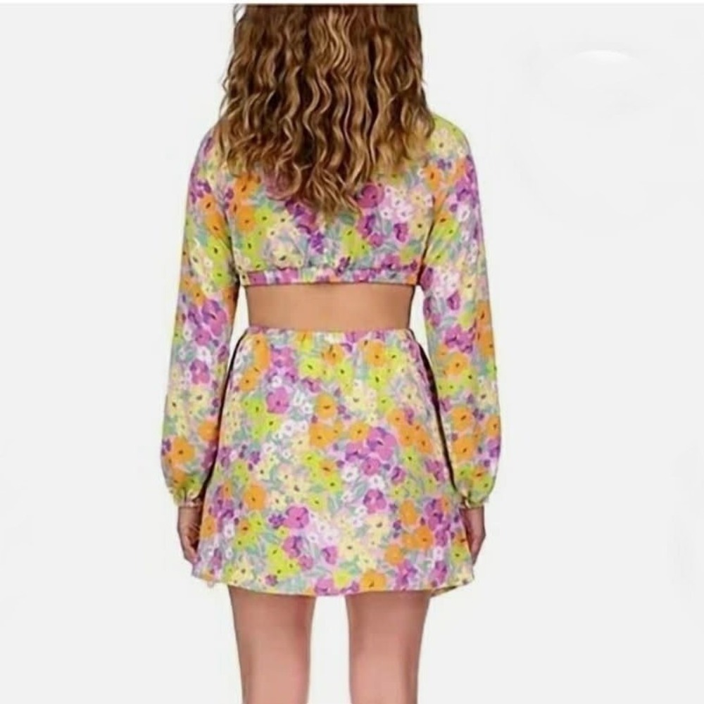 Sanctuary Fresh Garden NWT Cut Out Floral Multi Color Mini‎ Dress Size Large - Picture 6 of 10